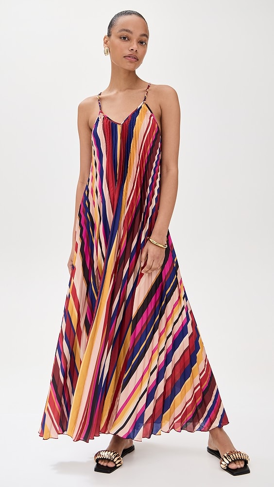 DIAGONAL STRIPES PLEATED MIDI  The Posh Pelican